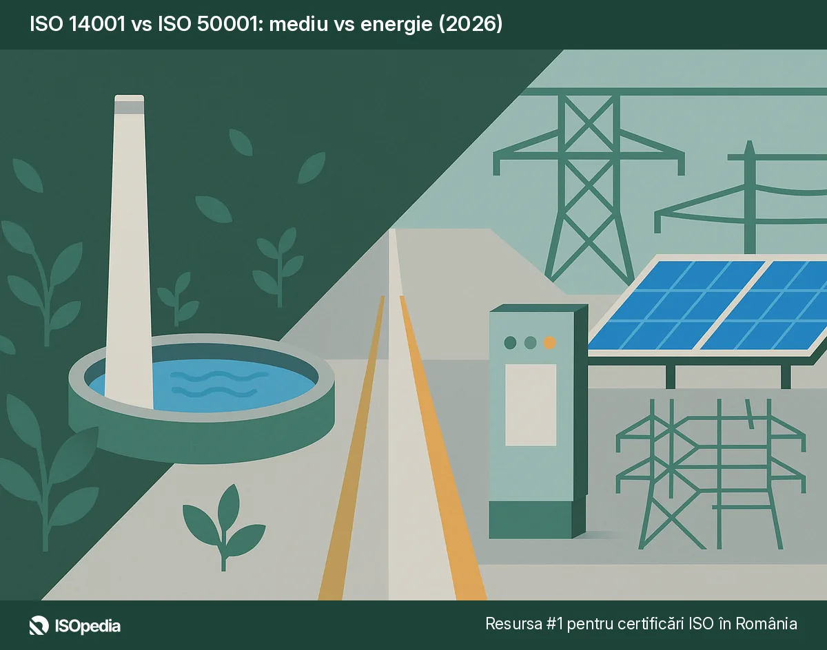 ISO 14001 vs ISO 50001: mediu vs energie (2026)