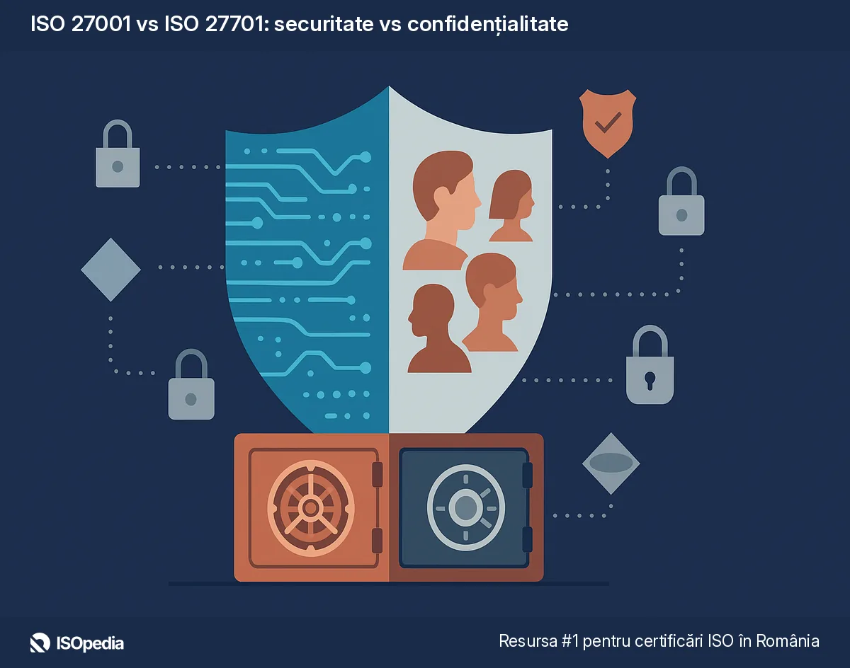 ISO 27001 vs ISO 27701: securitate vs confidențialitate